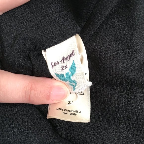 Sea Angel Black One Piece Tie String Swimsuit Size 2X - Picture 6 of 9